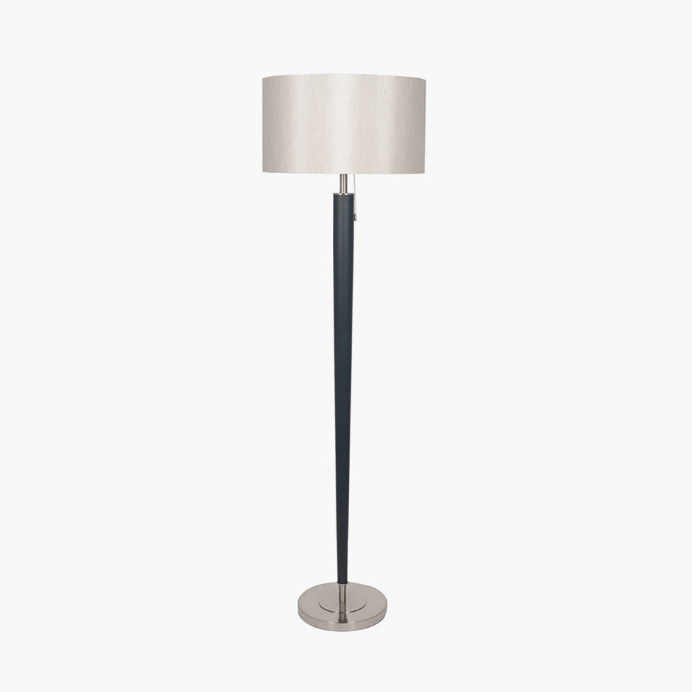Lowry Black & Silver Floor Lamp with Grey Shade | Modern Contemporary Floor Lamp