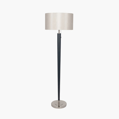 Lowry Black & Silver Floor Lamp with Grey Shade | Modern Contemporary Floor Lamp
