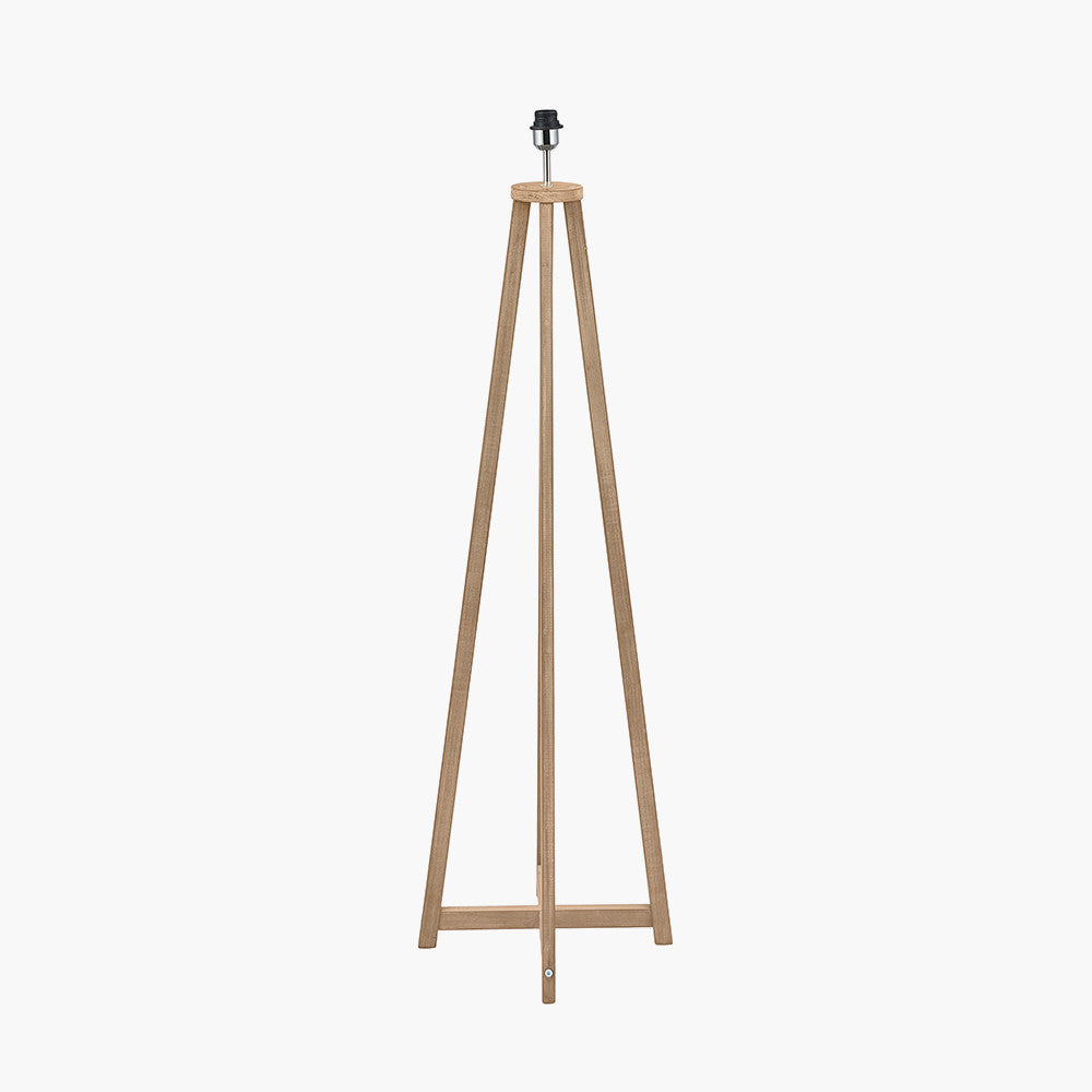 Whitby Grey Wash Wood Tapered 4 Post Floor Lamp with White Linen Shade