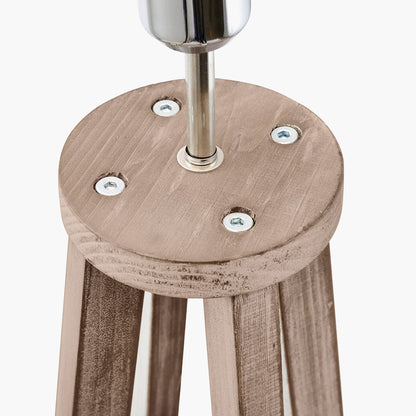 Whitby Grey Wash Wood Tapered 4 Post Floor Lamp with White Linen Shade