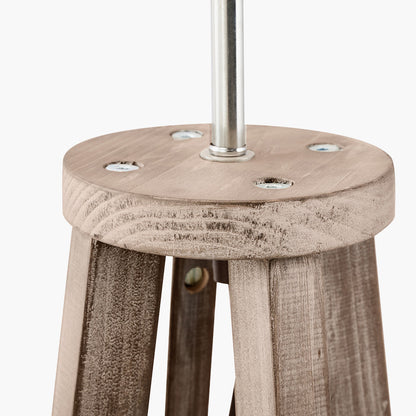 Whitby Grey Wash Wood Tapered 4 Post Floor Lamp with White Linen Shade