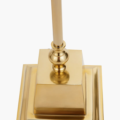 Claudius Gold Metal Stick Floor Lamp Base with Henry 40cm White Handloom Cylinder Lampshade