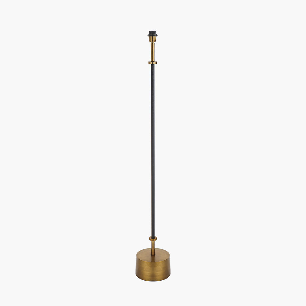 Antoine Black Croc and Antique Brass Metal Floor Lamp Base with Henry 40cm White Handloom Cylinder Lampshade