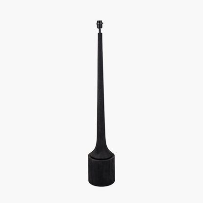 Marin Black Wood Tall Neck Floor Lamp with Edward 45cm Natural Linen Cylinder Shade