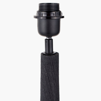 Marin Black Wood Tall Neck Floor Lamp with Edward 45cm Natural Linen Cylinder Shade