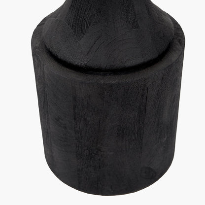 Marin Black Wood Tall Neck Floor Lamp with Edward 45cm Natural Linen Cylinder Shade