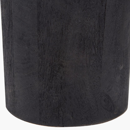 Marin Black Wood Tall Neck Floor Lamp with Edward 45cm Natural Linen Cylinder Shade