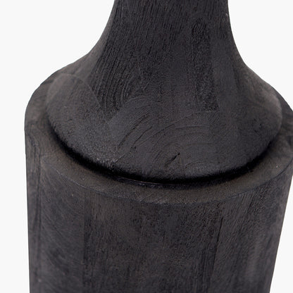 Marin Black Wood Tall Neck Floor Lamp with Edward 45cm Natural Linen Cylinder Shade