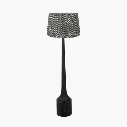 Marin Black Wood Tall Neck Floor Lamp with Vienna 45cm Black Chevron Shade
