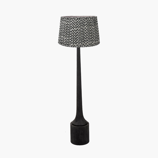 Marin Black Wood Tall Neck Floor Lamp with Vienna 45cm Black Chevron Shade