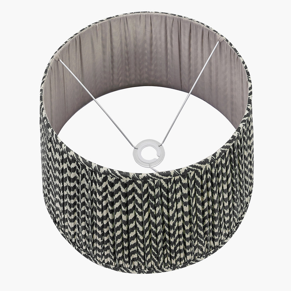 Marin Black Wood Tall Neck Floor Lamp with Vienna 45cm Black Chevron Shade