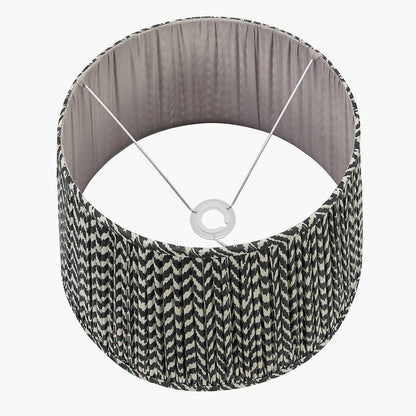 Marin Black Wood Tall Neck Floor Lamp with Vienna 45cm Black Chevron Shade