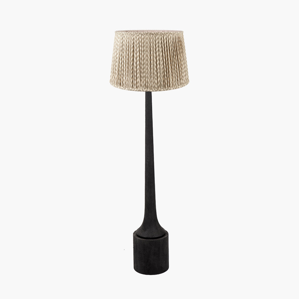 Marin Black Wood Tall Neck Floor Lamp with Vienna 45cm Taupe Chevron Shade