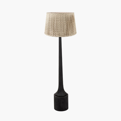 Marin Black Wood Tall Neck Floor Lamp with Vienna 45cm Taupe Chevron Shade