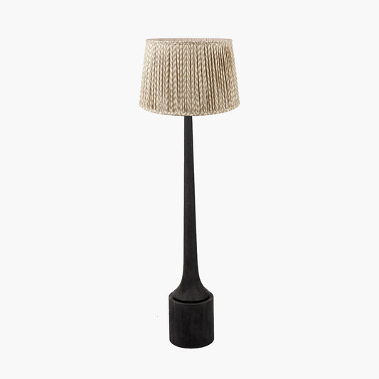 Marin Black Wood Tall Neck Floor Lamp with Vienna 45cm Taupe Chevron Shade
