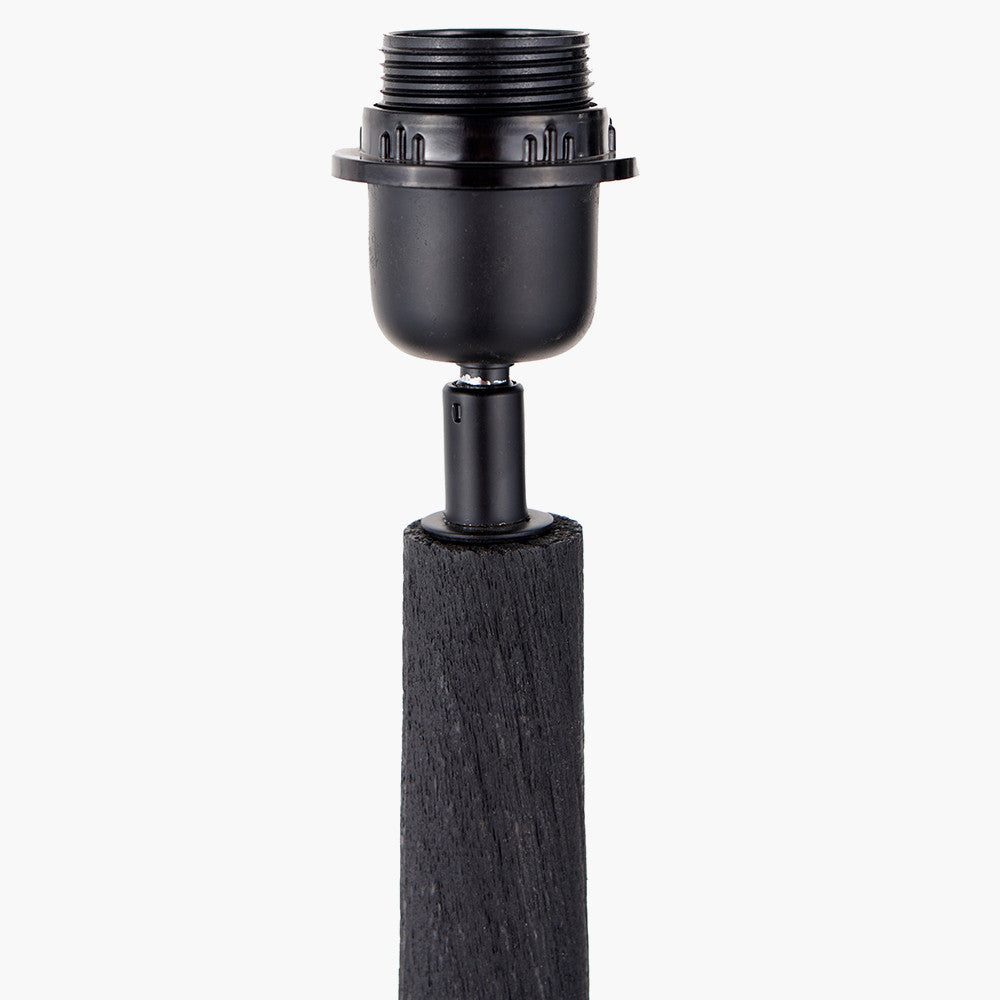 Marin Black Wood Tall Neck Floor Lamp with Vienna 45cm Black Chevron Shade