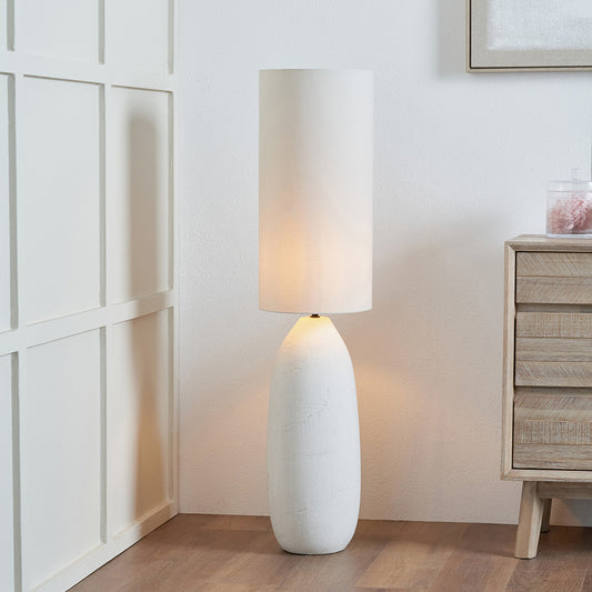 Erika White Vintage Textured Ceramic Floor Lamp | Coastal & Scandi Floor Lighting