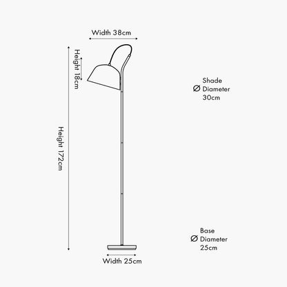 Amalie Grey Metal Retro Task Floor Lamp | Adjustable Modern Reading Lamp