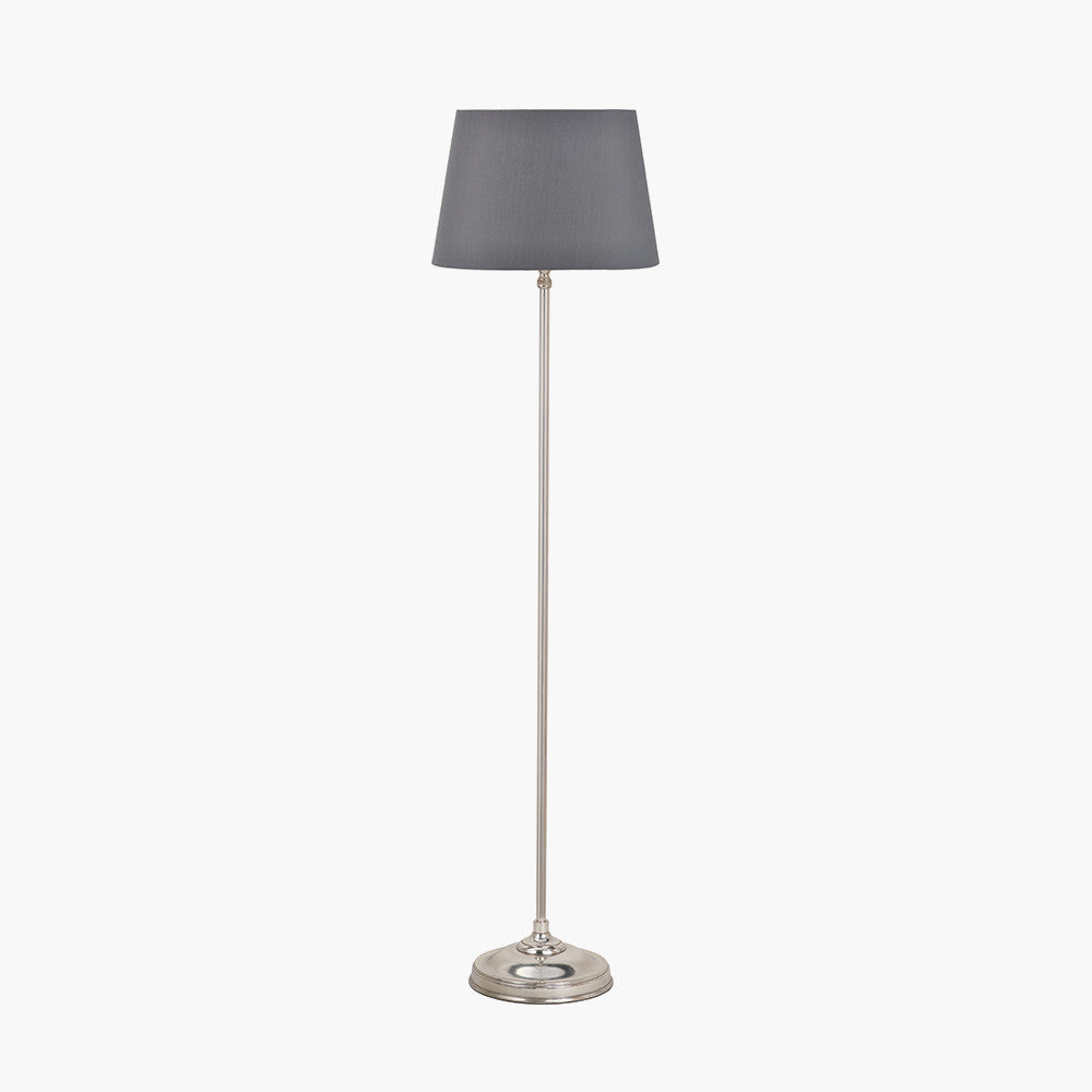 Auden Silver Floor Lamp with Steel Grey Shade | Elegant Floor Lamp