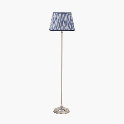 Auden Silver Floor Lamp with Blue Chevron Pleated Shade | Statement Floor Lamp
