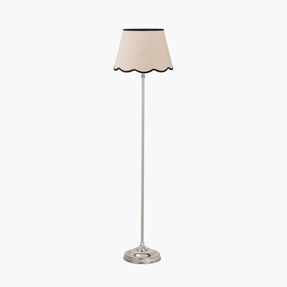 Auden Silver Floor Lamp with Cream Jute Scalloped Shade | Statement Floor Lamp