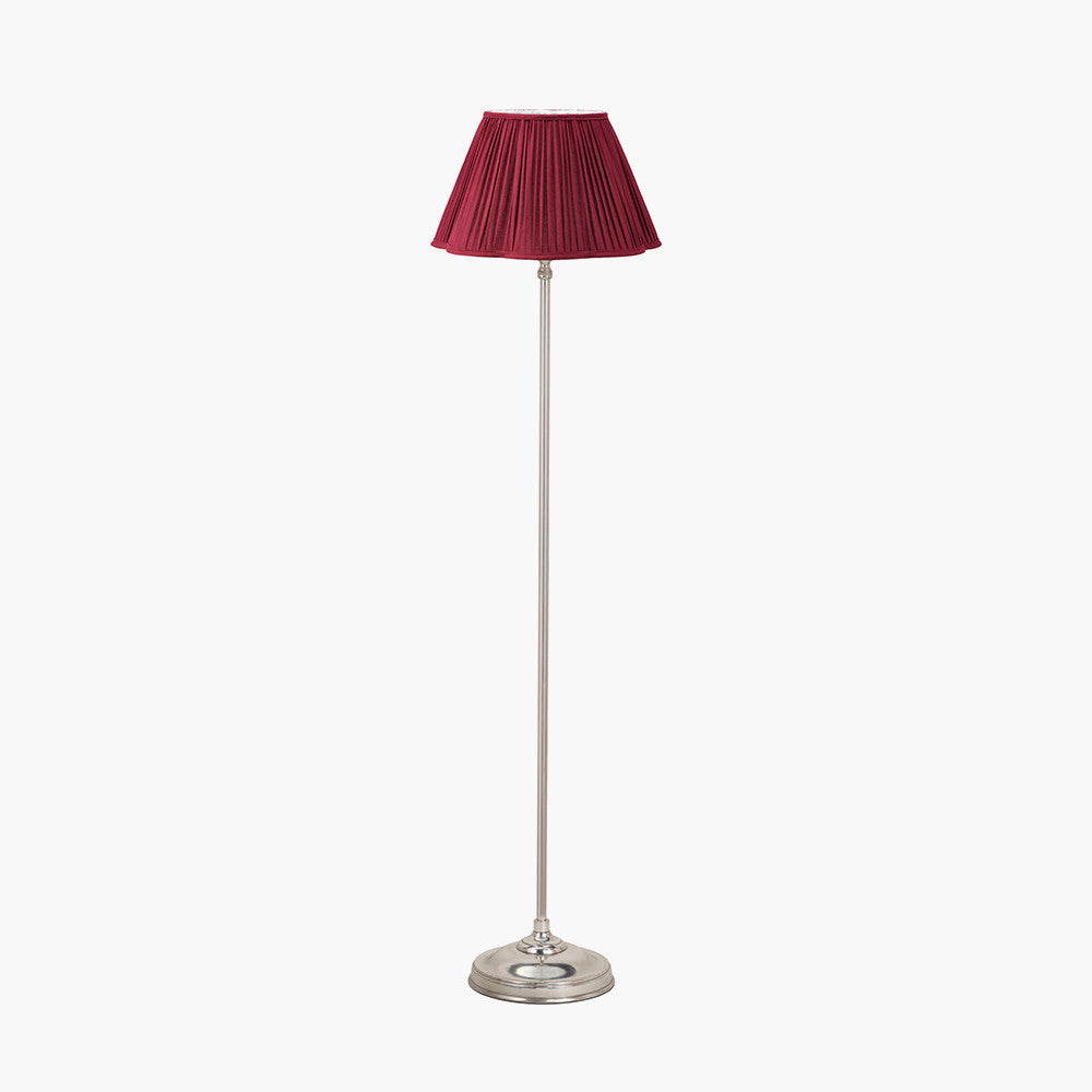 Auden Silver Floor Lamp with Red Pleated Shade | Elegant Floor Lamp