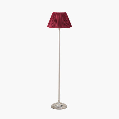 Auden Silver Floor Lamp with Red Pleated Shade | Elegant Floor Lamp