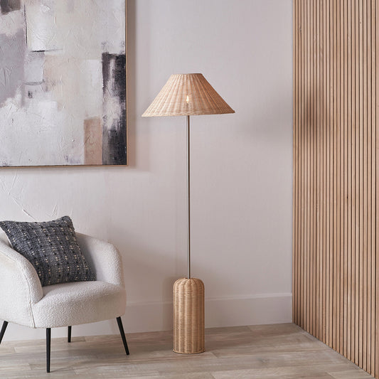 Hali Rattan Base and Shade Floor Lamp