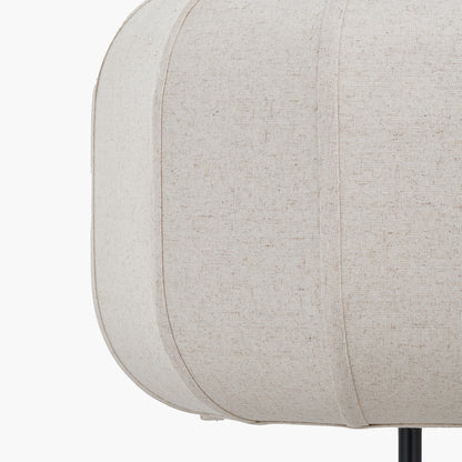 Oscar Black Metal and Natural Linen Structured Floor Lamp