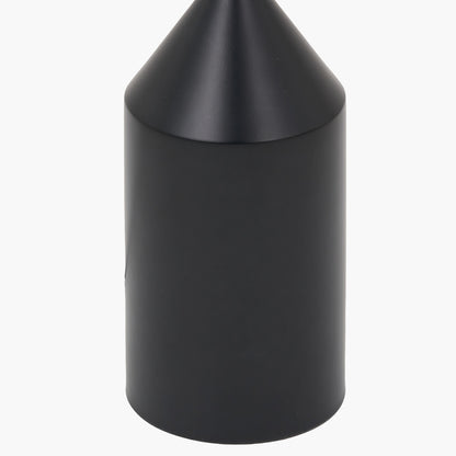 Oscar Black Metal and Natural Linen Structured Floor Lamp