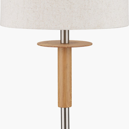 Bonham Natural Wood Veneer and Silver Metal Floor Lamp