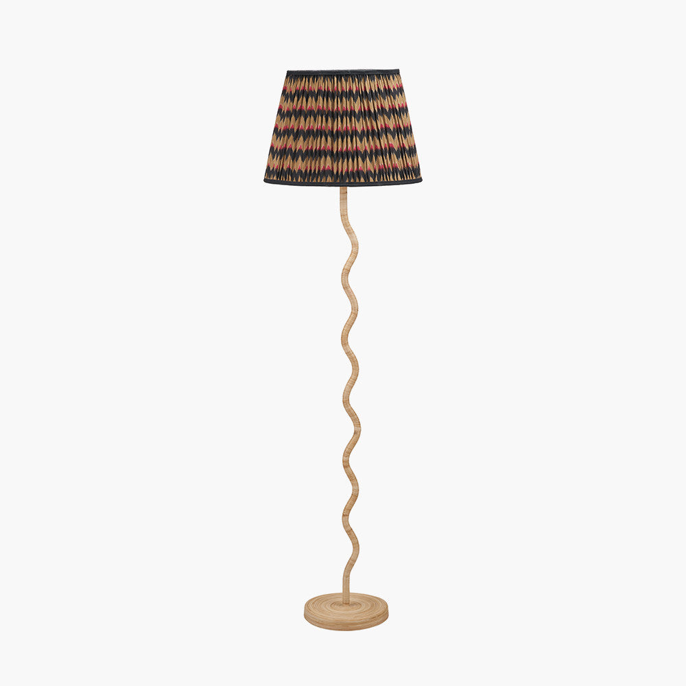 Palau Rattan Wave Floor Lamp Base with Athira 45cm Multi Chevron Pleat Tapered Lampshade