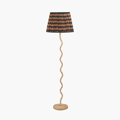Palau Rattan Wave Floor Lamp Base with Athira 45cm Multi Chevron Pleat Tapered Lampshade