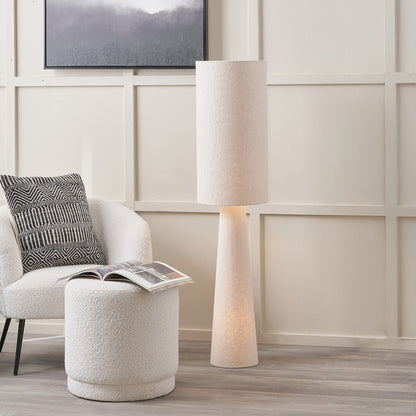 Mirissa White Handloom Fabric Floor Lamp | Neutral Floor Lamp