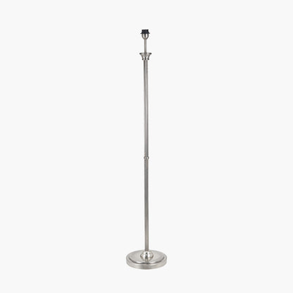 Salvatore Antique Silver Metal Floor Lamp with Winston Grey Handloom Shade