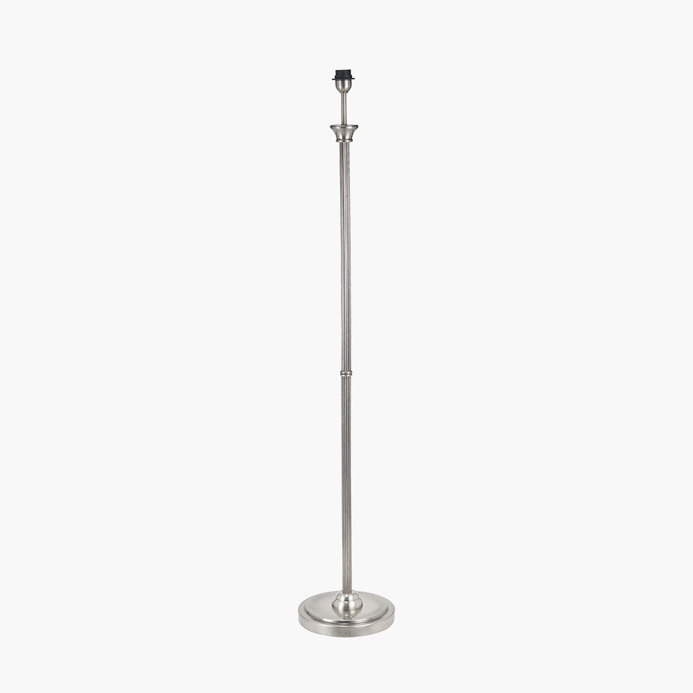 Salvatore Antique Silver Metal Floor Lamp with Winston White Handloom Shade