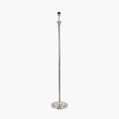 Salvatore Antique Silver Metal Floor Lamp with Winston White Handloom Shade