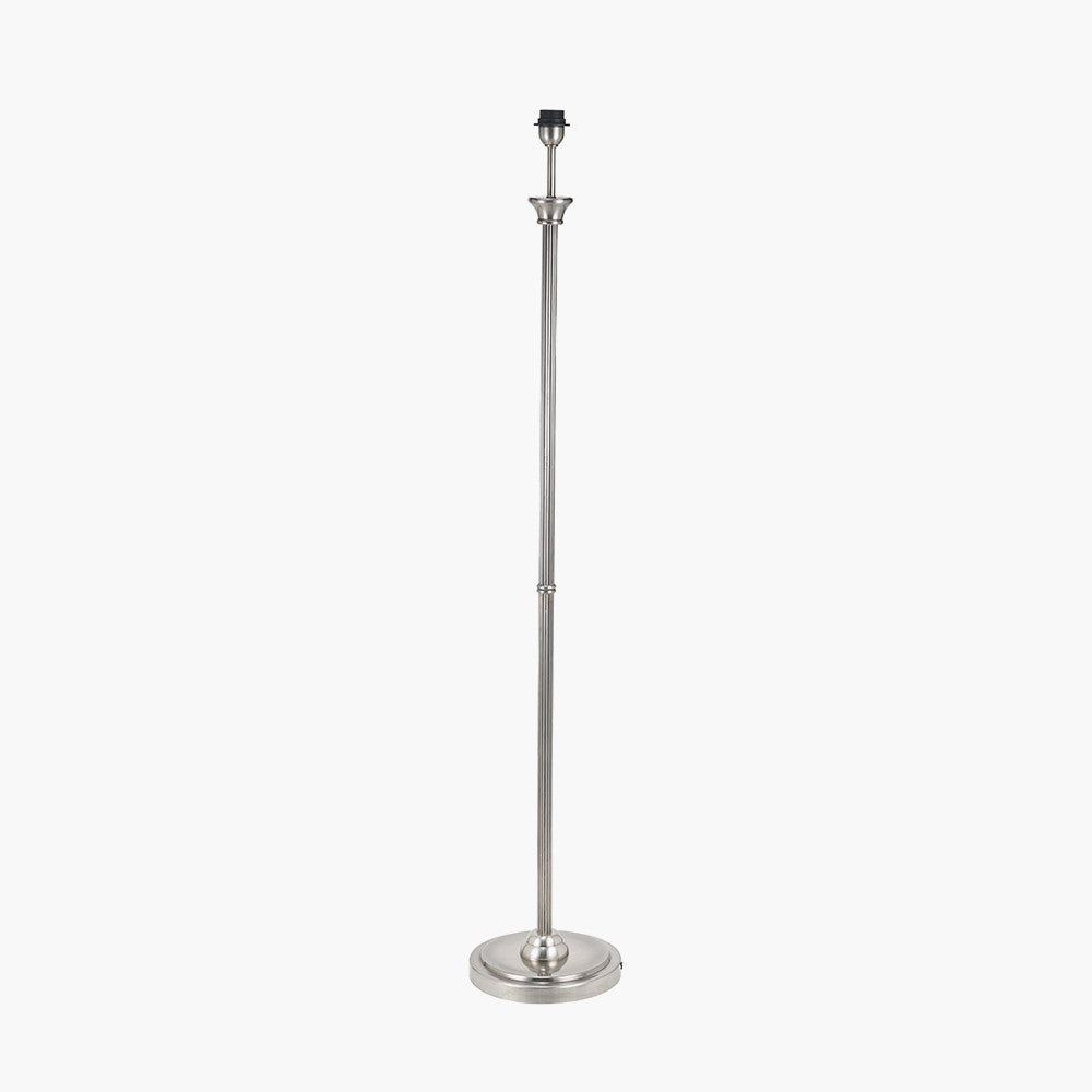 Salvatore Antique Silver Metal Floor Lamp with Winston White Handloom Shade