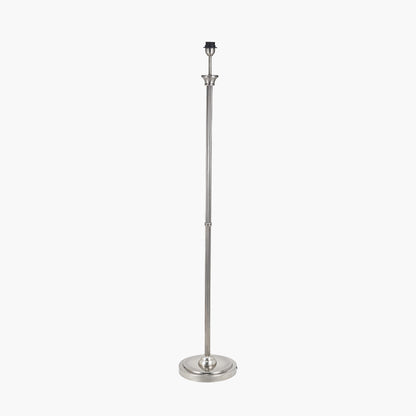 Salvatore Antique Silver Metal Floor Lamp with Winston White Handloom Shade