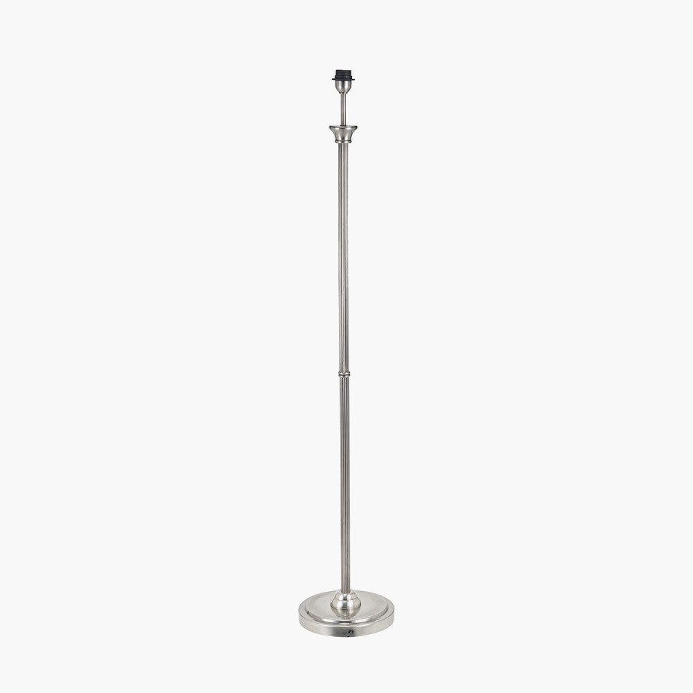 Salvatore Antique Silver Metal Floor Lamp with Winston White Handloom Shade