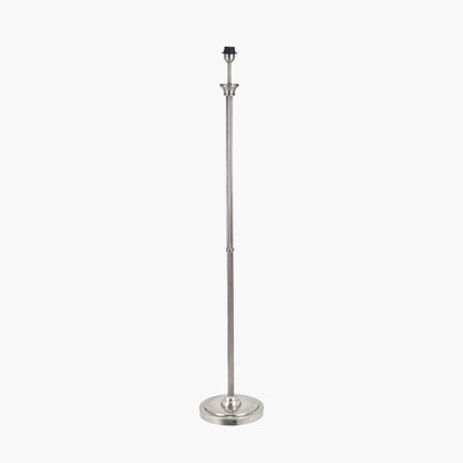 Salvatore Antique Silver Metal Floor Lamp with Winston White Handloom Shade