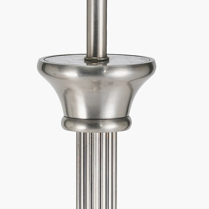 Salvatore Antique Silver Metal Floor Lamp with Winston Grey Handloom Shade