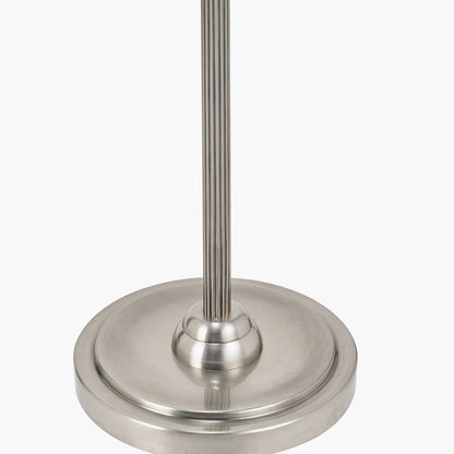 Salvatore Antique Silver Metal Floor Lamp with Winston Grey Handloom Shade