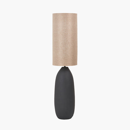 Erika Black Vintage Textured Ceramic Floor Lamp | Modern Rustic & Industrial Lighting