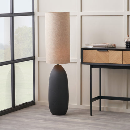Erika Black Vintage Textured Ceramic Floor Lamp | Modern Rustic & Industrial Lighting