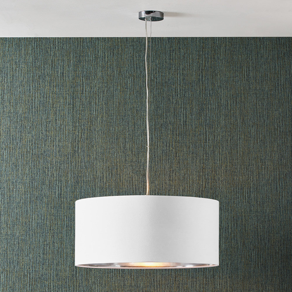 Elin 55cm Ivory Poly Cotton & Silver Lining Non-Electric Pendant