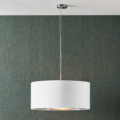 Elin 55cm Ivory Poly Cotton & Silver Lining Non-Electric Pendant
