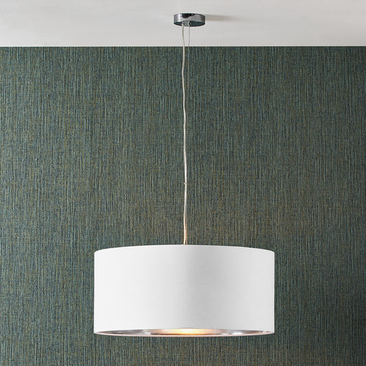Elin 55cm Ivory Poly Cotton & Silver Lining Non-Electric Pendant