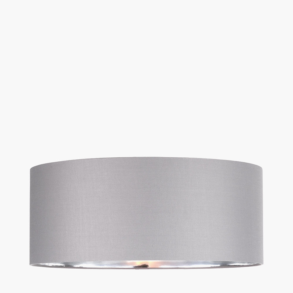 Elin 55cm Steel Grey Poly-Cotton Pendant Shade with Silver Lining