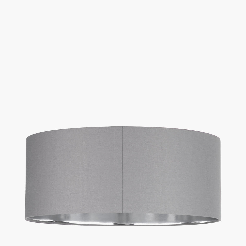 Elin 55cm Steel Grey Poly-Cotton Pendant Shade with Silver Lining